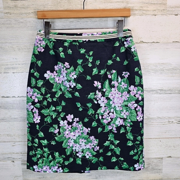 Talbots The Oprah Magazine Collection Floral Skirt Sz 12 Petite Navy Spring Chic - Picture 3 of 14
